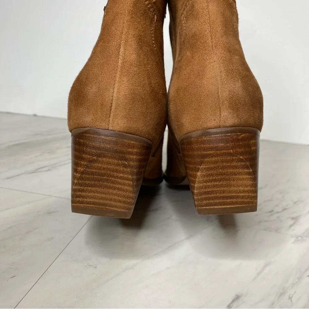 Seychelles Brown Suede Stacked Heel Bootie 6.5
